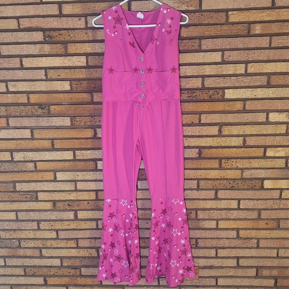 Barbie Bright Pink Star-Print Jumpsuit